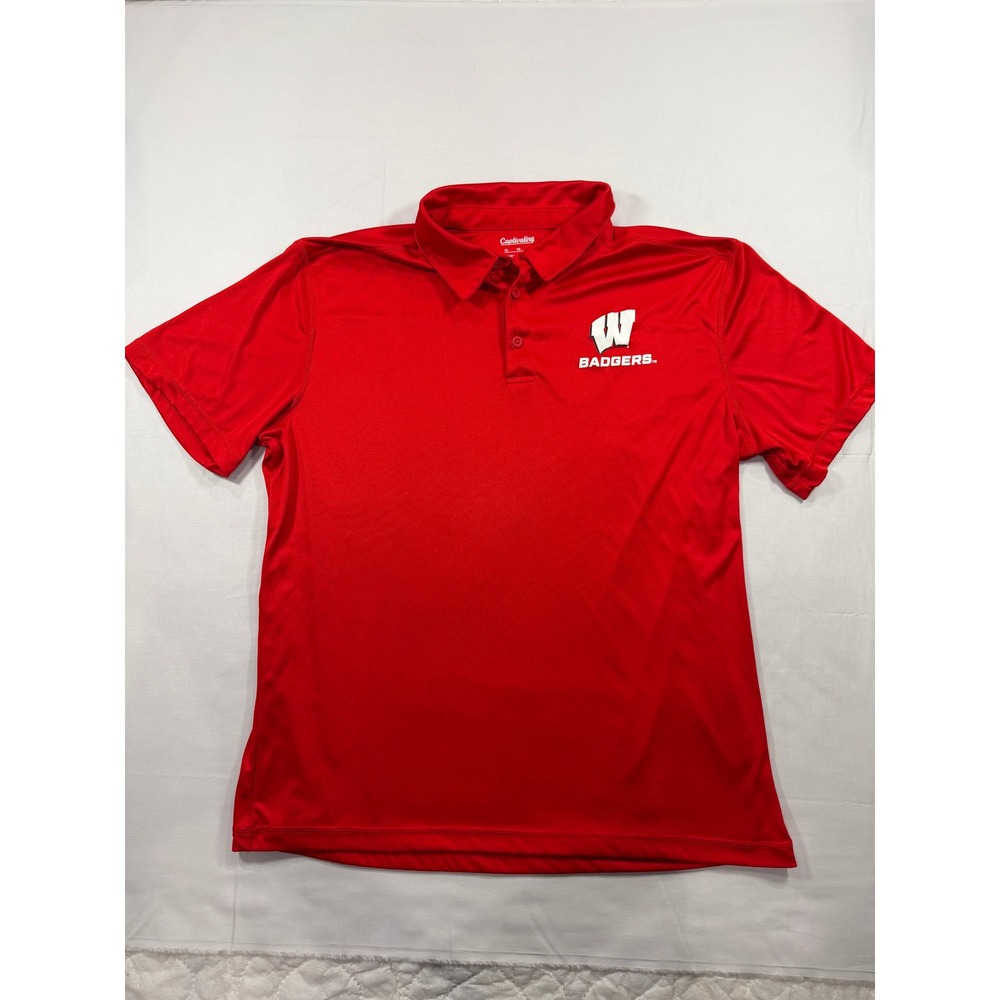 Captivating Wisconsin Badgers Polo Shirt Mens XL Red Short Sleeve Performance